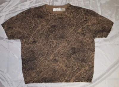 Tally Ho VTG Sweater T Shirt Sz L Cloud Paisley Hippie Lambswool Angora Blend - Image 1 of 4