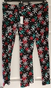 2 Pairs of Planet Gold  L Junior Black Snowflake Leggings NWT $22. ea. (35) - Picture 1 of 4
