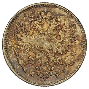 Finlande - 50 penniä 1917 - Nicolas II - argent - SPL - KM.20 - Schön.14 monnaie - Picture 1 of 2