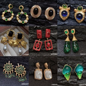 Vintage Earrings Czech Glass Crystal Bohemian Wedding Gift Women's Earrings