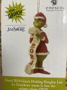 Jim Shore The Grinch Holding 2024 Naughty List Christmas Ornament NEW - Picture 1 of 4