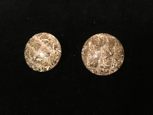 Vintage Silver Confetti Clear Lucite Clip On Earrings SilverTone   - Picture 1 of 2