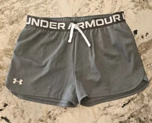 Girls Under Armour Heatgear Youth Large Athletic Gray Shorts - Picture 1 of 3