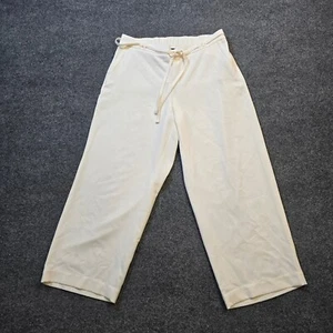 Talbots Pants Womens 1X White Straight Leg Belted Elastic Waist Lined Career - Picture 1 of 11
