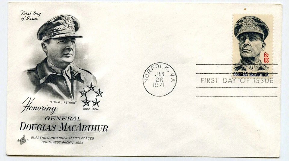 1424 General Douglas MacArthur ArtCraft  FDC - Image 1 of 1