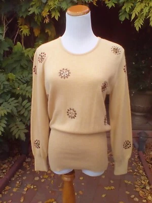 Suéter LAUREL Escada Mezcla Cachemira Talla XS S Bordado Cuentas Años 80 Italia Foto 1 de 4