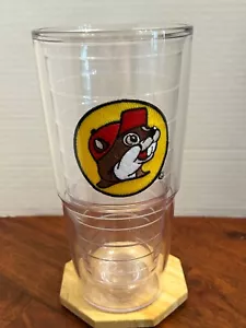 Buc-ees 24oz Clear Plastic Travel Mug Beaver Tumbler Patch Tervis Bucees - Picture 1 of 4