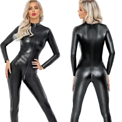 Traje de gato ajustado de piel de serpiente con cremallera para mujer Foto 1 de 4