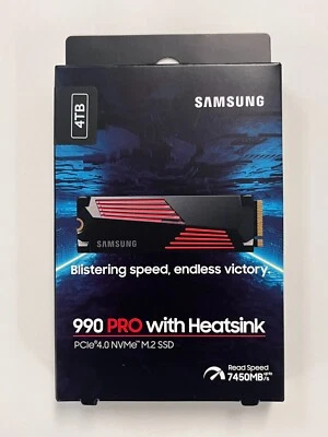 Samsung 990 PRO 4TB Internal SSD PCIe Gen 4x4 NVMe with Heatsink MZ-V9P4T0CW - Image 1 of 3