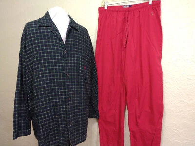 Polo Ralph Lauren Mens PJ Set Flannel Top & Red Cotton POLO logo Pants Sz S/M - Image 1 of 4