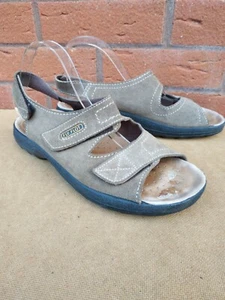 Fly Flot Anatomic Taupe Leather Wedge Sandals Adjustable Straps Anti Shock 42/8 - Picture 1 of 6