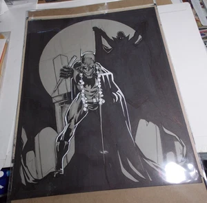 Comics Kunst Skizze in Tinte von Ernest McClendon 11 "x 14" Batman & Dracula - Bild 1 von 2