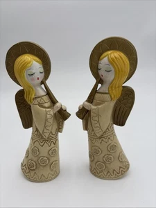 Vtg Pair Of 8.5" Christmas Angel Figurines Holiday Religious Decoration RB Japan - Picture 1 of 5