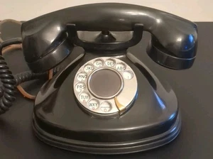 Vintage Stromberg Carlson 1212 Fat Boy Bakelite (Black Chrome Rotary) Telephone  - Picture 1 of 8