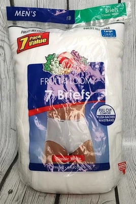 FRUIT of the LOOM Mens Briefs Underwear Sz Large 38-40 White 7 Pair 2009 - Image 1 of 4