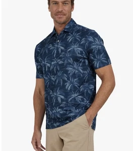 Chaps Men's Everyday Performance Polo Shirt Marina Blue Palm Tree Sz Large NEW - Picture 1 of 14