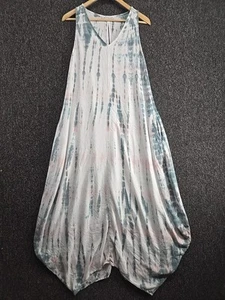 YFB Young Fabulous & Broke Maxi Tank Dress Small Racer Back Green Tie Dye Flowy - Picture 1 of 15