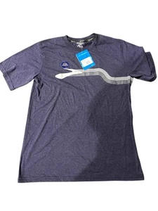 NEW Brooks MENS Distance Graphic Tee Shirt Heather Navy SMALL - Picture 1 of 3