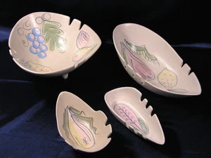 ASH TRAYS ART POTTERY CLEMINSONS CALIFORNIA SET OF FOUR - Picture 1 of 9