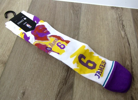 NEW STANCE $20 LEBRON JAMES LA LAKERS PAINT WHITE LARGE L SOCKS BASKETBALL 6 Cover