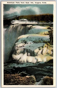 American Falls From Goat Isle Niagara Falls Winter Thick Ice Postcard - Imagen 1 de 2