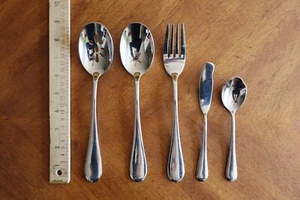 Lot 5 Oneida ICARUS Stainless Glossy Serving Spoon Pierced Solid Meat Fork China - Picture 1 of 11