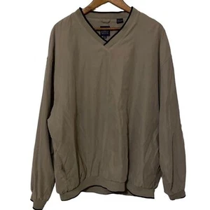 Vintage Pebble Beach Golf V Neck Windbreaker Men's XXL Beige Outdoor Spring - Picture 1 of 11