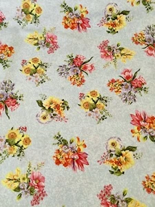 Botanical Society from Fabri Quilt Fabrics Flowers on Lt Green 1/2 yd - Picture 1 of 4