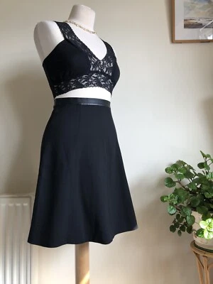 COS Black Wool Blend Skirt. S EU 34 UK 6 8 W25" L20.5" Real Leather Trim. Circle - Image 1 of 4