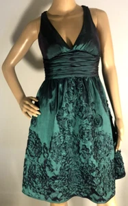 Adrianna Papell Dress 4P Petite Teal Sheath Knee Length Sleeveless - Picture 1 of 11