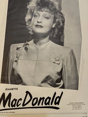 Jeanette MacDonald 1944 Booking Ad Musical Performer Concert Vocalist - Image 1 of 3