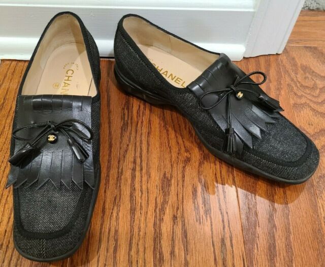 CHANEL 1992 Black Canvas Oxford Shoes #37 C – AMORE Vintage Tokyo