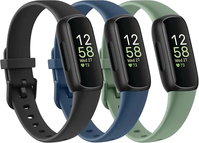 PACK 3 Silicone Bands for Fitbit Inspire 3 Replacement Wristbands for Women Men, - Image 1 of 4