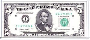 1950-C $5 Federal Reserve Note Minneapolis #I51475104A - Picture 1 of 2
