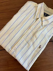 Ralph Lauren Shirt Mens L Yellow Stripe Classic Fit S/S Button Down Flesh Pony - Picture 1 of 5