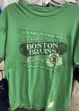 Boston Bruins Green Shamrock ☘️ NHL T Shirt Mens LARGE RETRO MADE IN USA GUC