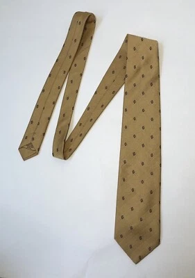 Corbata Brioni 100% Seda Bronceada Patrón Geométrico Hecha en Italia Diseñador Foto 1 de 4