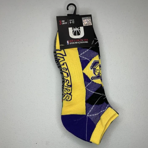 Men's NBA LA Los Angeles Lakers Low Cut Socks 3 Pairs Size 6-12 Christmas New Cover