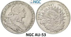 NGC Bavaria 1755 AU-53 1 Thaler Silver Germany Madonna and Jesus Child Rare - Picture 1 of 9