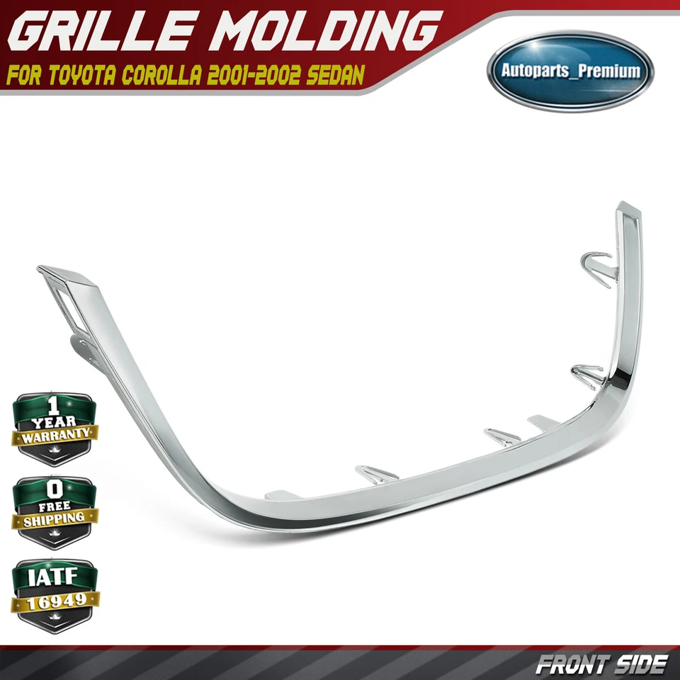 Tampa de para-choque dianteiro de plástico cromado acabamento de moldura de grade para Toyota Corolla 01-02 - Imagem 1 de 4
