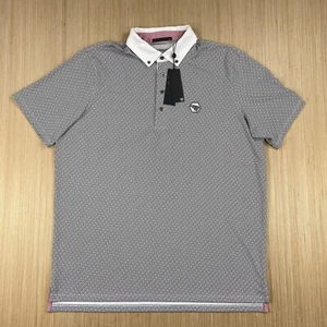 Camisa Polo Greyson Bettinardi Para Hombres XL Stinger Bee Waves Geométrica Allover Script - Imagen 1 de 18