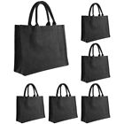 6PCS Black Burlap Tote, Tote Bags with Handles & Laminated Interior, W X7Y7
