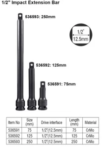 1/2" Dr. Cr-Mo Impact Socket Extension Bar Adapter Option: 3"/5"/6" - Bild 1 von 4