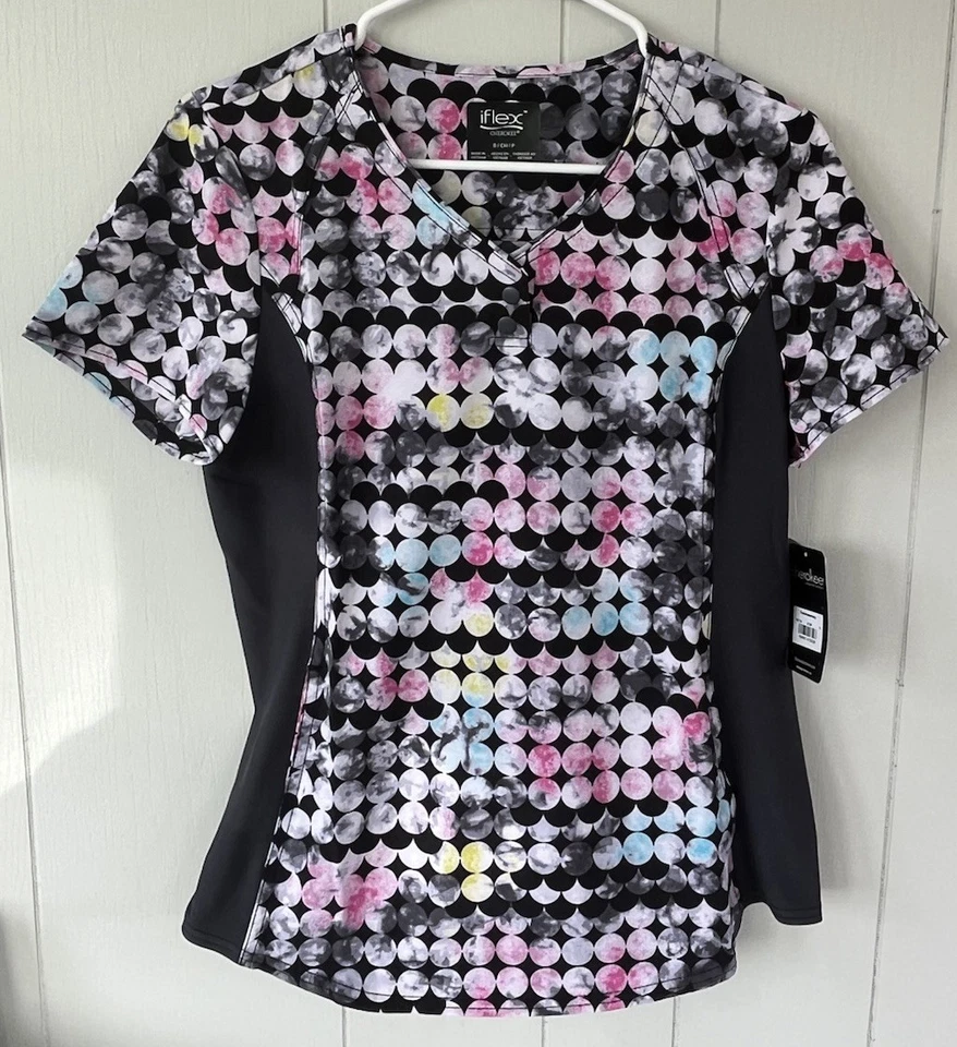NWT Women’s Small Circle Print Cherokee Scrub Top - Image 1 of 1