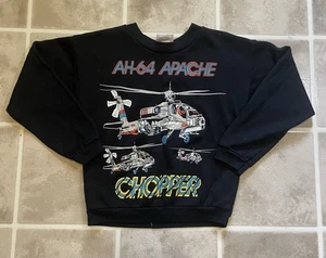 Vintage Kid’s Apache Chopper Helicopter Crew Neck Youth Small - Picture 1 of 6