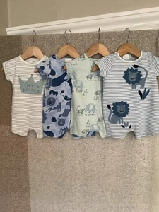 NEXT BABY BOYS 0-3 MONTHS SUMMER ROMPERS ALL IN ONE OUTFITS, LITTLE PRINCE - Picture 1 of 8
