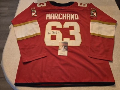 Camiseta personalizada firmada por Brad Marchand PANTHERS CERTIFICADO DE AUTENTICIDAD JSA TALLA XL Foto 1 de 4