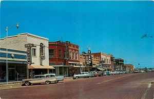Tarjeta postal de autos cuadrados Snyder Texas Street Scene West Side of Square de la década de 1950 25-8347 - Imagen 1 de 2