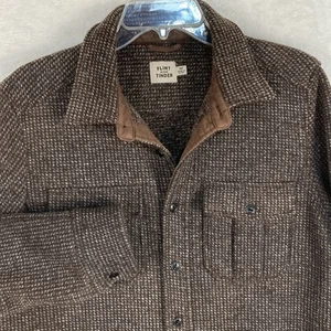 Flint and Tinder Mens M Brown Felted Wool Wool Blend Overshirt Heavy Outdoor - Picture 1 of 12