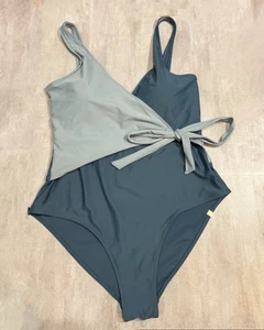 Summersalt The Perfect Wrap One Piece Colorblock Swimsuit Womens 14 - Picture 1 of 7